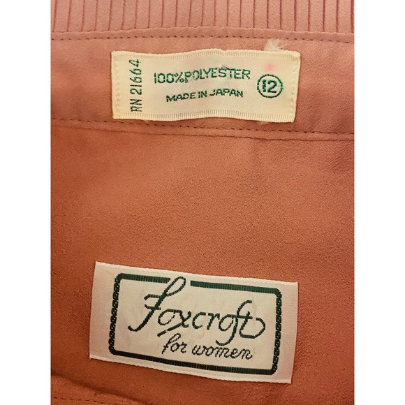 Vintage Foxcroft Pleated Blouse Top Womens 12 Career Femme Classic Made in Japan - Picture 9 of 9